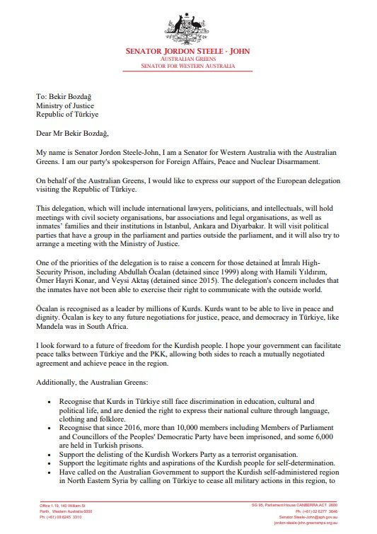 Europese delegatie naar Turkije voor Imralı-gevangenen, zegt Australische senator